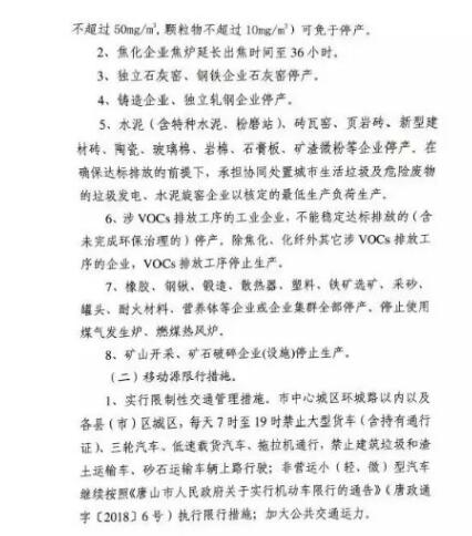 唐山啟動重污染天氣應(yīng)急響應(yīng) 鋼鐵燒結(jié)機(jī)豎爐、水泥企業(yè)全部停產(chǎn)